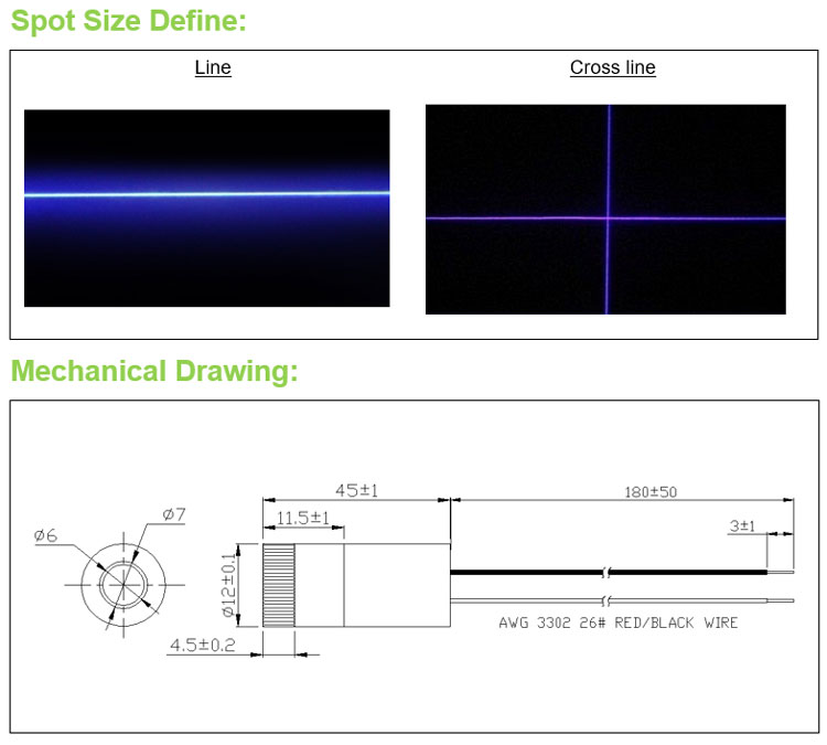 D12x45mm Focusable 405nm 1mW-- - Industrial Laser Line Module review and price