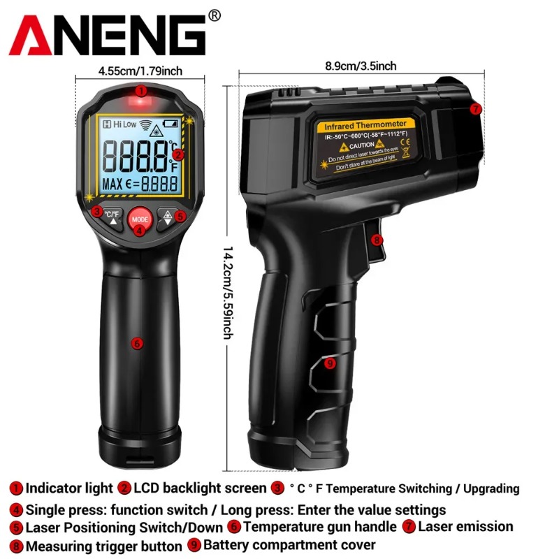 ANENG TH202 Non-contact Infrar - Industrial Laser Temperature Gun review and price